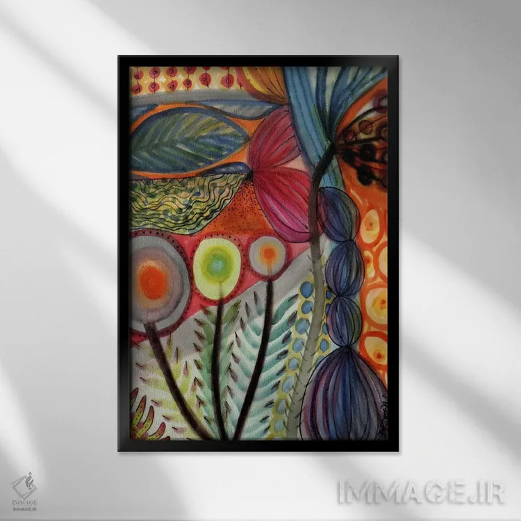 تابلو انتزاعی گیاهان چندساله اثر سیلوی دمر - نمای قابدار مشکی