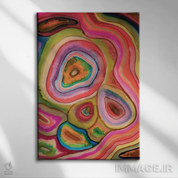 تابلو انتزاعی آگات ها اثر سیلوی دمر - نمای روبهرو روی دیوار