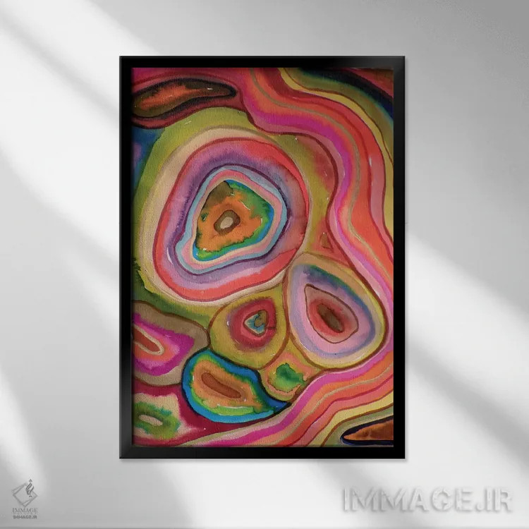 تابلو انتزاعی آگات ها اثر سیلوی دمر - نمای قابدار مشکی
