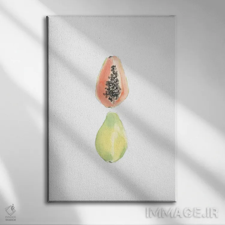 تابلو مینیمال برش پاپایا اثر ملیسا سلمین - نمای روبهرو روی دیوار