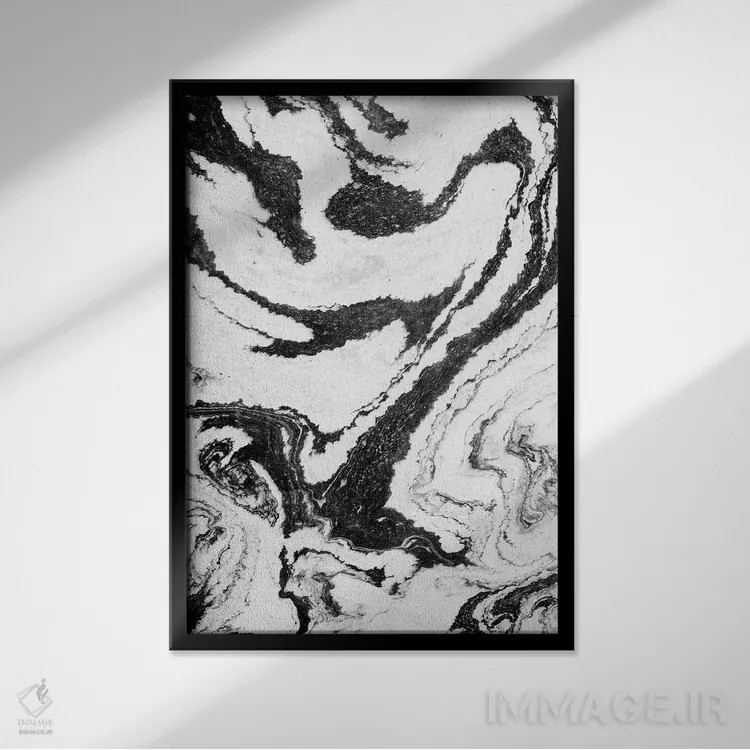 تابلو انتزاعی گوی مرمر شماره ۳ اثر ملیسا سلمین - نمای قابدار مشکی