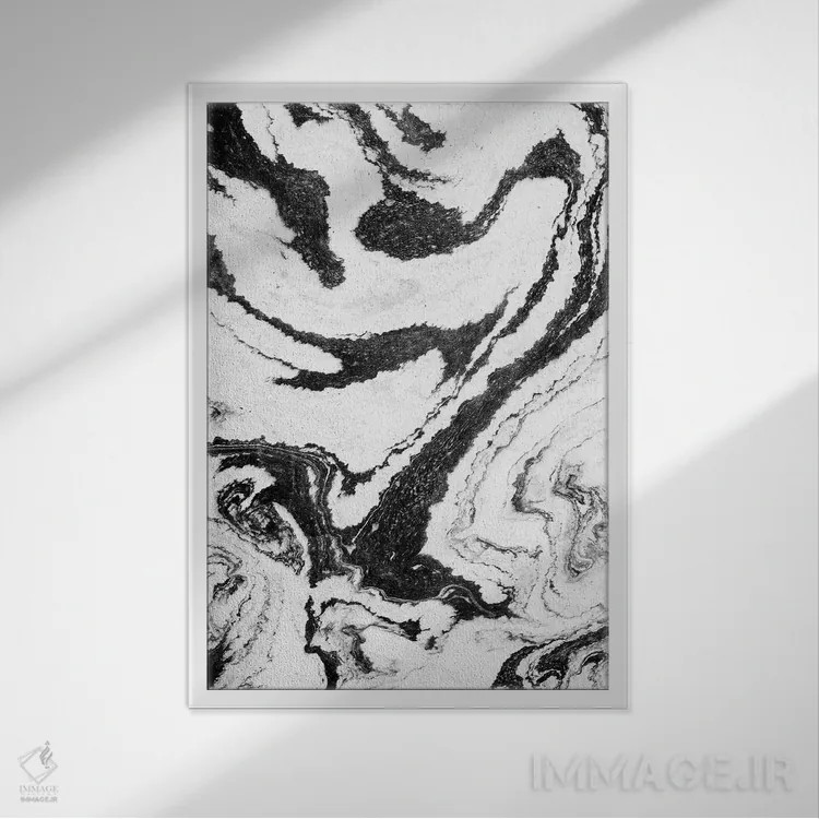 تابلو انتزاعی گوی مرمر شماره ۳ اثر ملیسا سلمین - نمای قابدار سفید