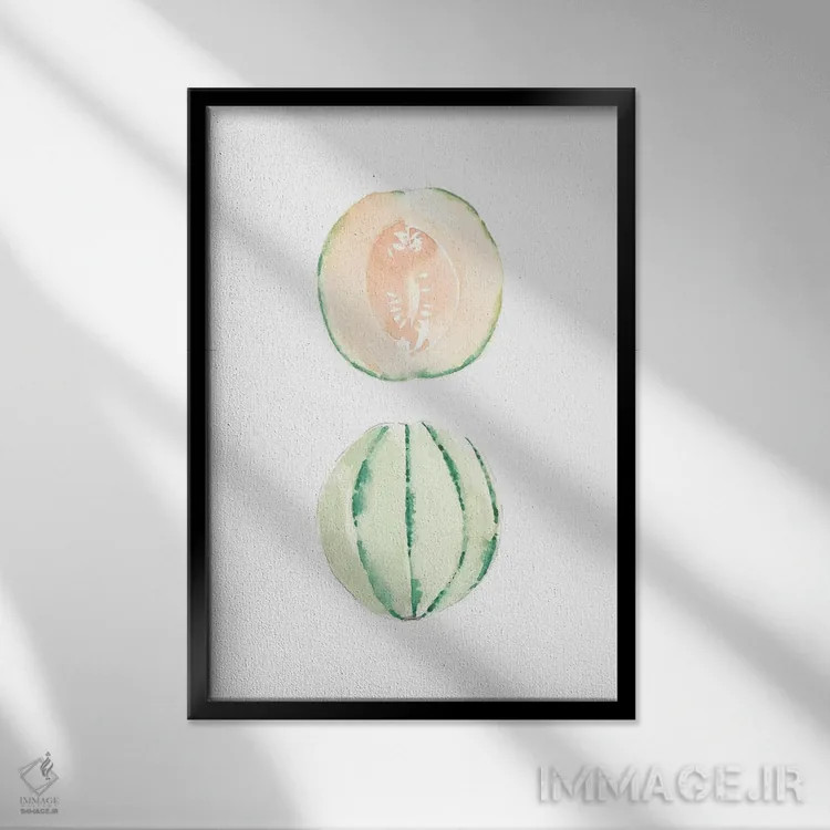 تابلو مینیمال برش خربزه اثر ملیسا سلمین - نمای قابدار مشکی