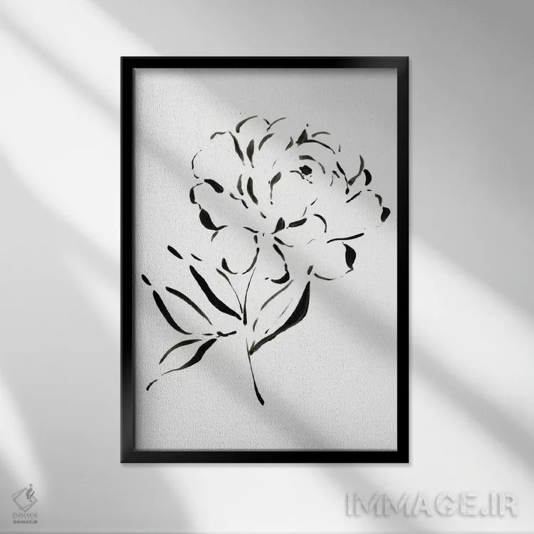 تابلو مینیمال اتود گل صدتومانی اثر ملیسا سلمین - نمای قابدار مشکی