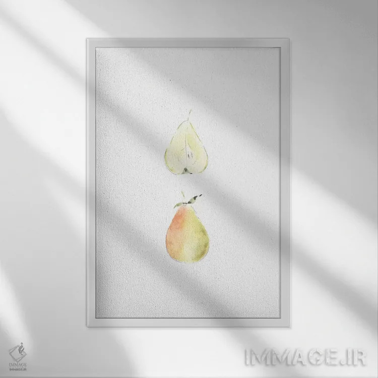 تابلو مینیمال برش گلابی اثر ملیسا سلمین - نمای قابدار سفید