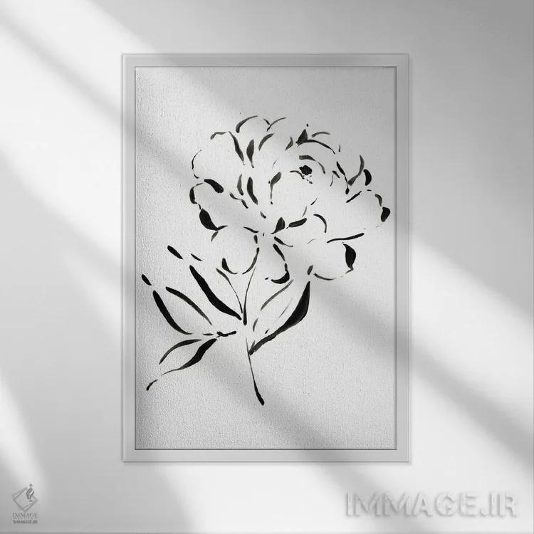 تابلو مینیمال اتود گل صدتومانی اثر ملیسا سلمین - نمای قابدار سفید