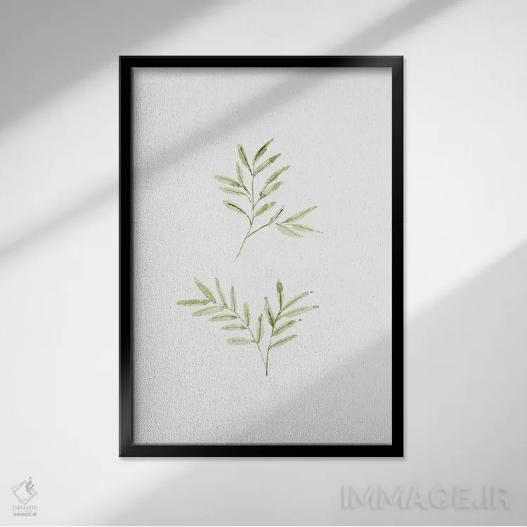 تابلو مینیمال مطالعه برگ شماره ۱ اثر ملیسا سلمین - نمای قابدار مشکی