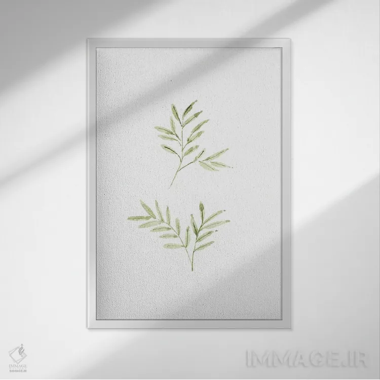 تابلو مینیمال مطالعه برگ شماره ۱ اثر ملیسا سلمین - نمای قابدار سفید