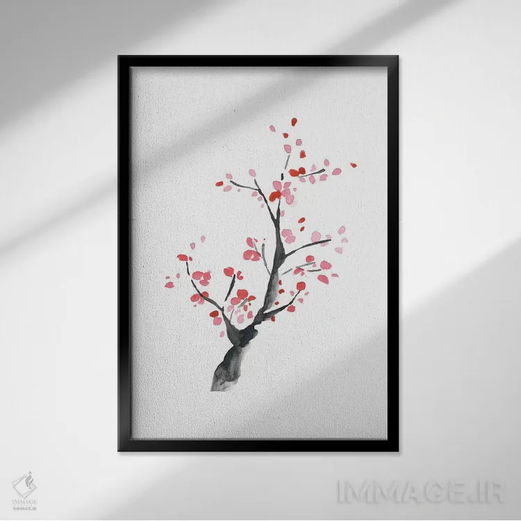 تابلو دکوراتیو شکوفه شماره ۲ اثر ملیسا سلمین - نمای قابدار مشکی