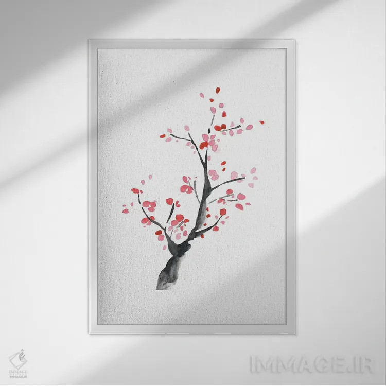 تابلو دکوراتیو شکوفه شماره ۲ اثر ملیسا سلمین - نمای قابدار سفید