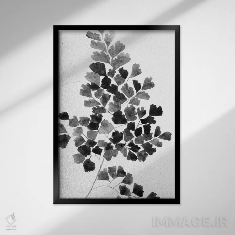 تابلو دکوراتیو سرخس سیاه اثر ملیسا سلمین - نمای قابدار مشکی