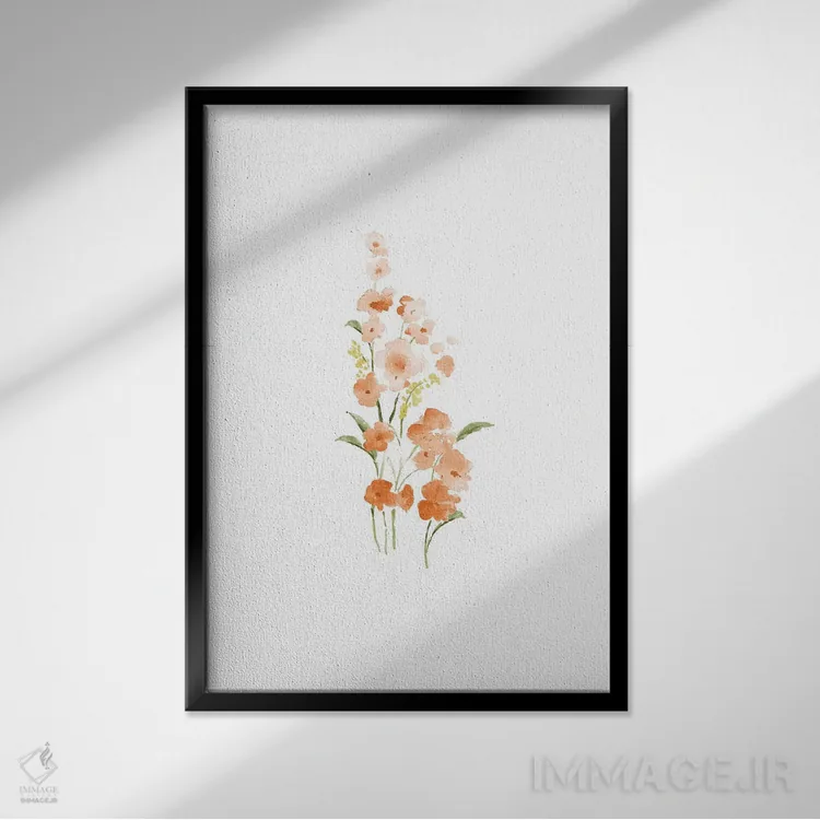 تابلو مینیمال شکوفه های بهاری شماره ۱ اثر ملیسا سلمین - نمای قابدار مشکی