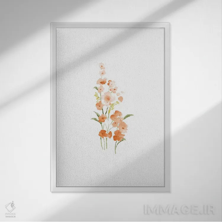 تابلو مینیمال شکوفه های بهاری شماره ۱ اثر ملیسا سلمین - نمای قابدار سفید