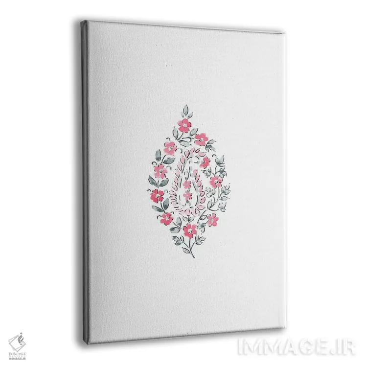 تابلو مینیمال نقش بته جقه آبرنگی شماره ۲ اثر ملیسا سلمین - نمای پرسپکتیو محصول