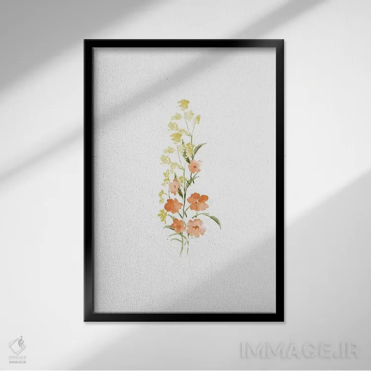 تابلو مینیمال شکوفه های بهاری شماره ۴ اثر ملیسا سلمین - نمای قابدار مشکی