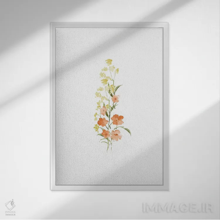 تابلو مینیمال شکوفه های بهاری شماره ۴ اثر ملیسا سلمین - نمای قابدار سفید