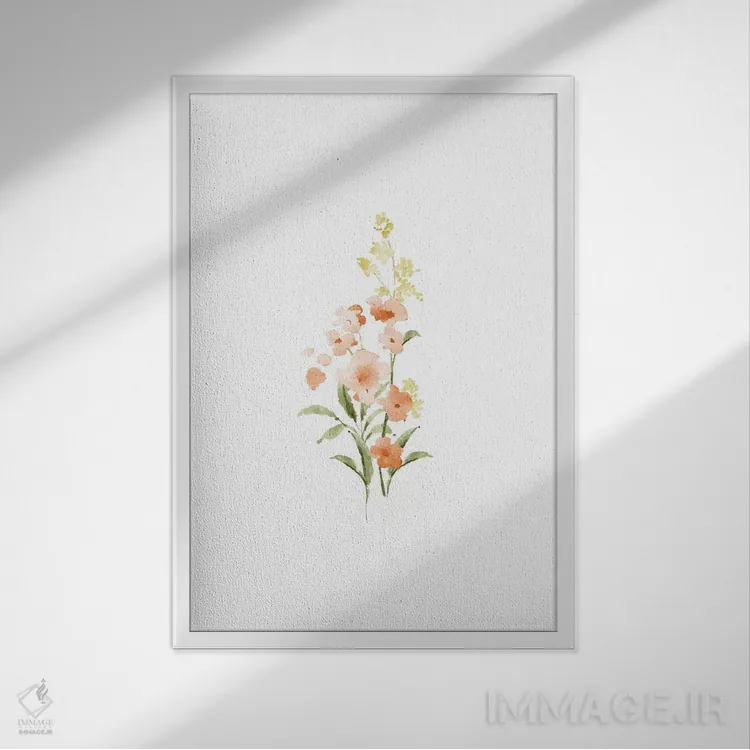 تابلو مینیمال شکوفه های بهاری شماره ۳ اثر ملیسا سلمین - نمای قابدار سفید