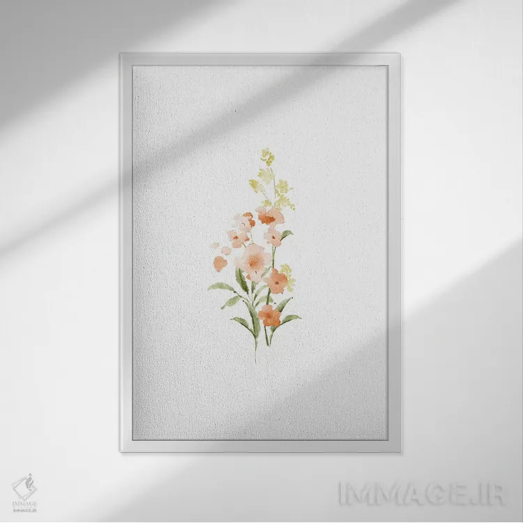 تابلو مینیمال شکوفه های بهاری شماره ۳ اثر ملیسا سلمین - نمای قابدار سفید