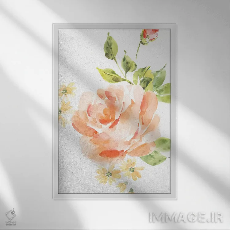 تابلو دکوراتیو رز شماره ۵ اثر ملیسا سلمین - نمای قابدار سفید