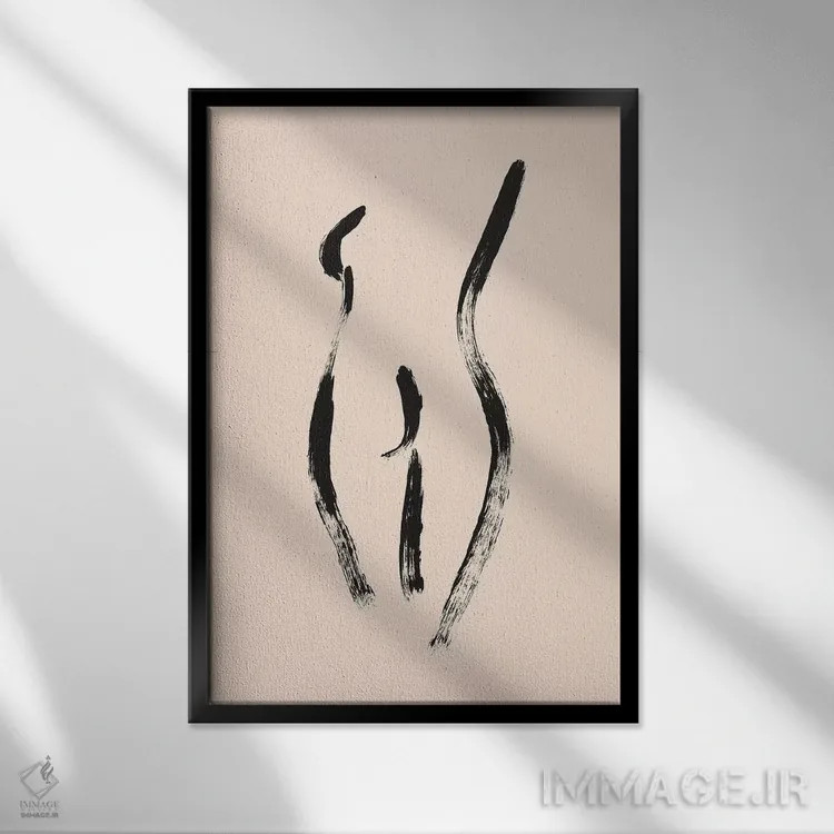 تابلو مینیمال پیکره زنانه شماره ۱ اثر ملیسا سلمین - نمای قابدار مشکی