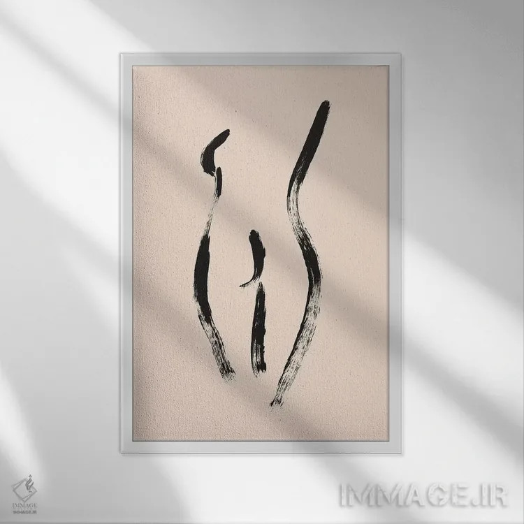تابلو مینیمال پیکره زنانه شماره ۱ اثر ملیسا سلمین - نمای قابدار سفید