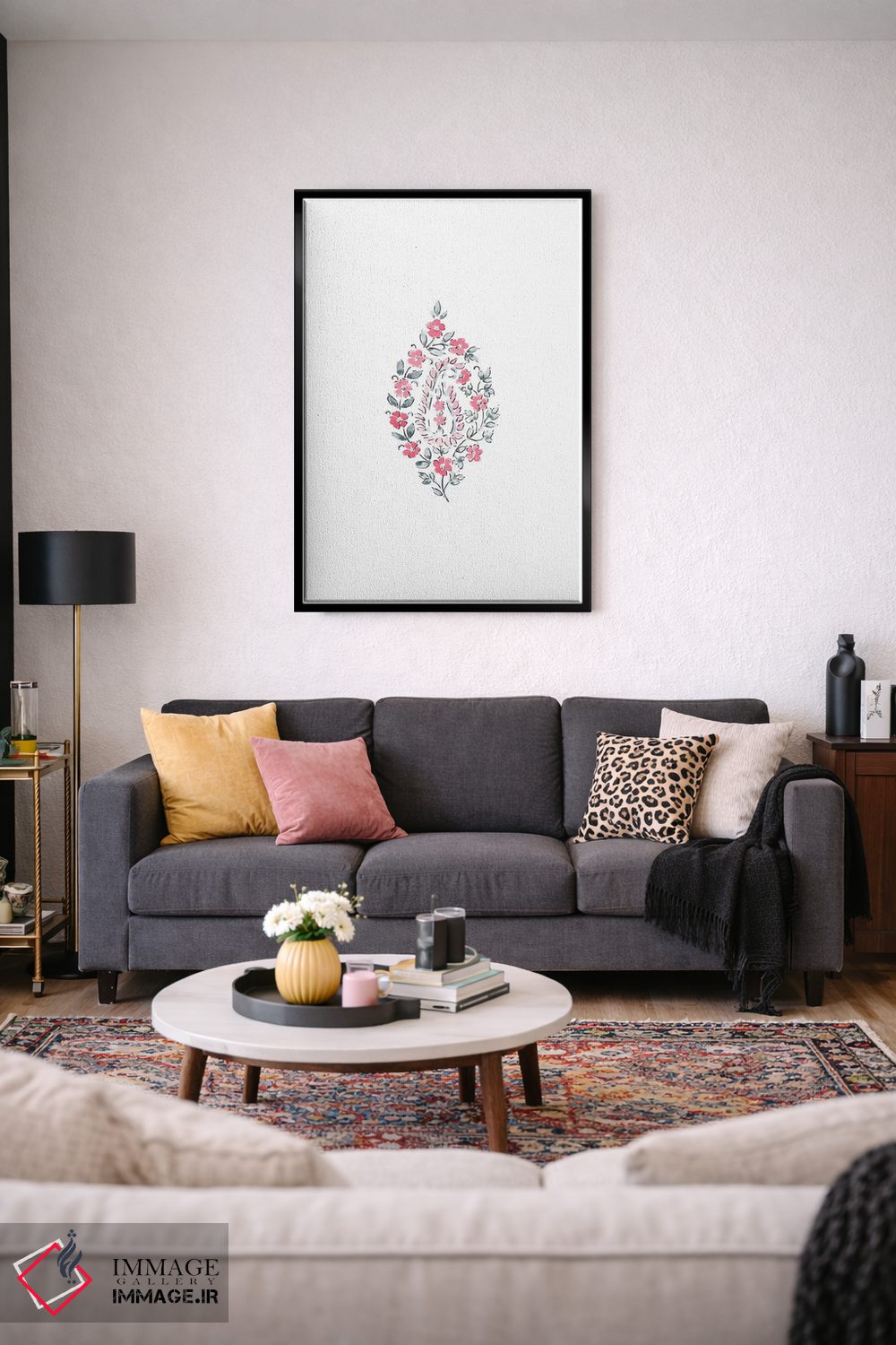تابلو مینیمال نقش بته جقه آبرنگی شماره ۲ اثر ملیسا سلمین - D3B