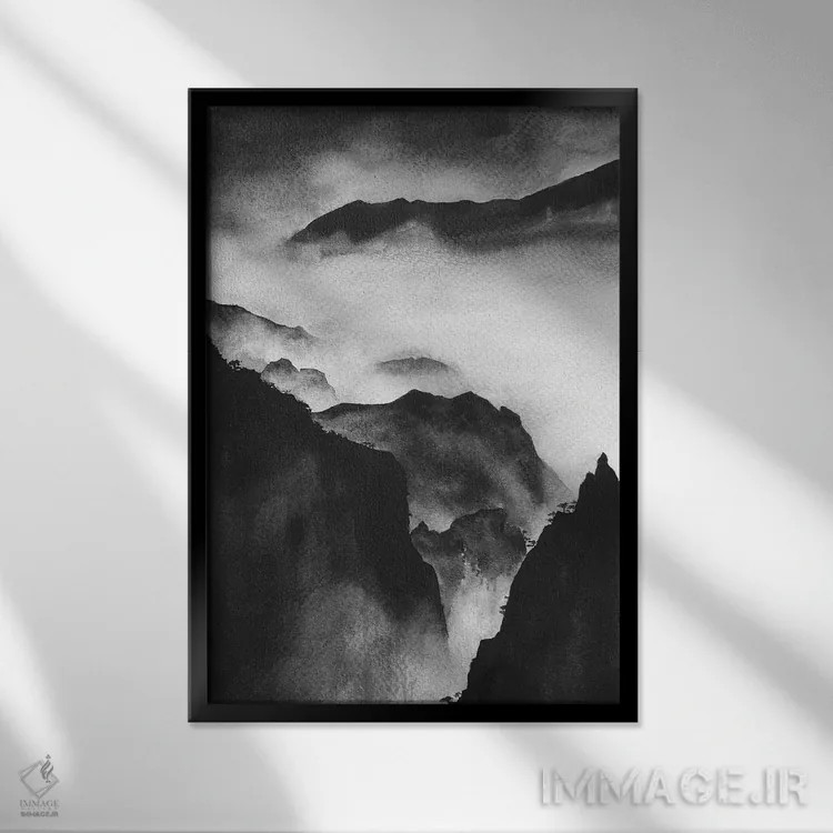 تابلو دکوراتیو ارتفاع اثر ملیسا سلمین - نمای قابدار مشکی