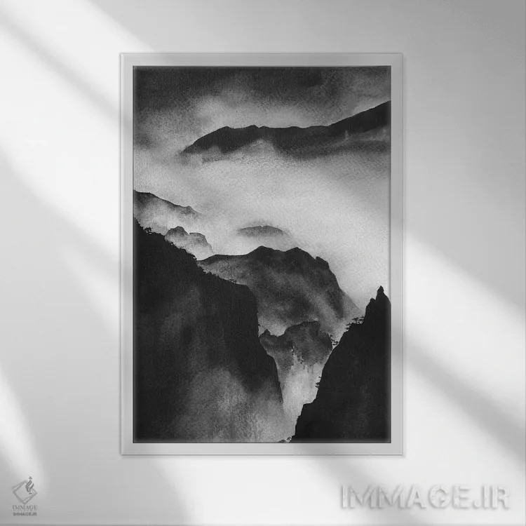 تابلو دکوراتیو ارتفاع اثر ملیسا سلمین - نمای قابدار سفید