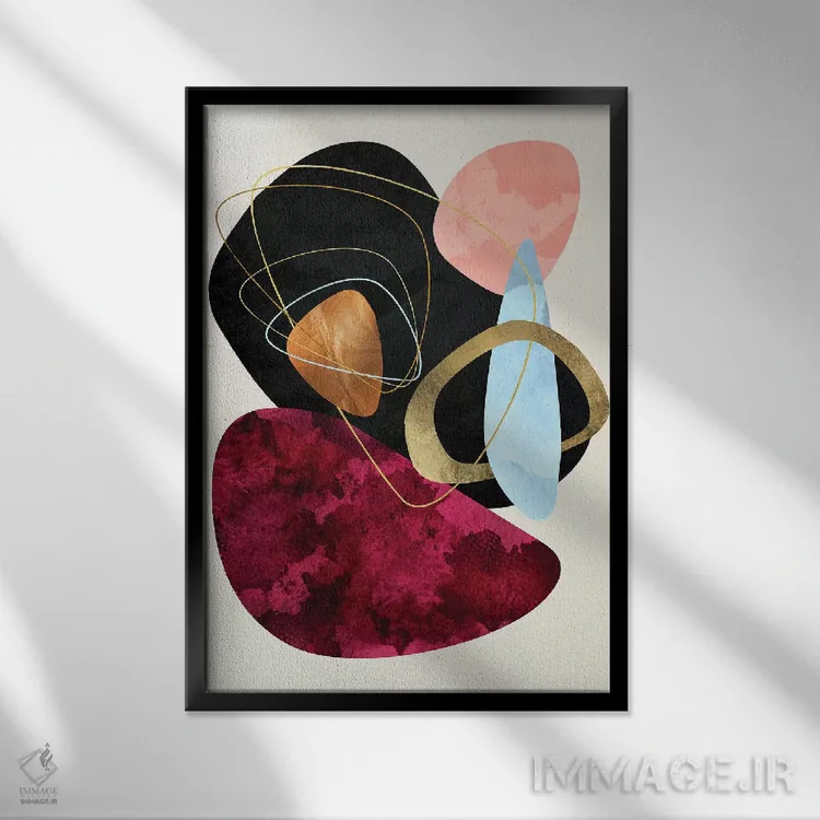 تابلو انتزاعی انتزاعی سنگ ریزه II اثر طراحی اسپیس فراگ - نمای قابدار مشکی