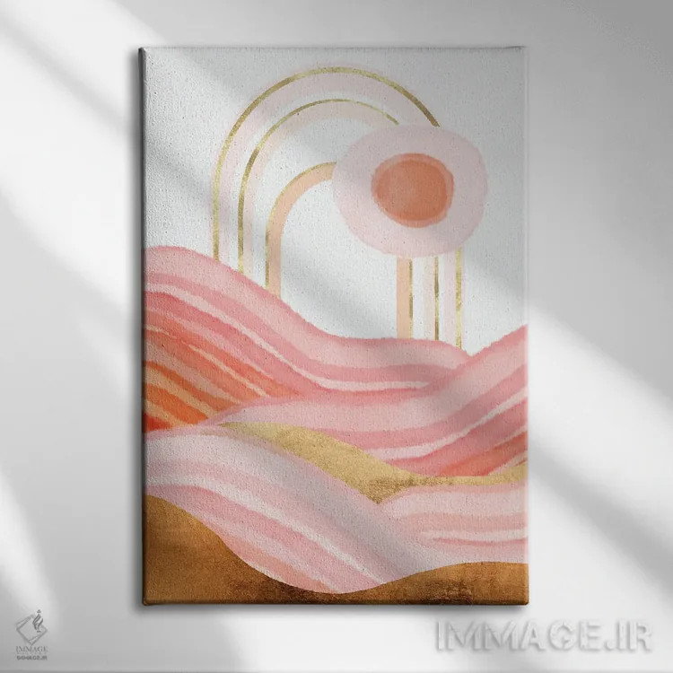 تابلو انتزاعی غروب اواخر تابستان اثر طراحی اسپیس فراگ - نمای روبهرو روی دیوار