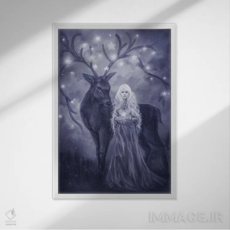 تابلو دکوراتیو هدیه نور ستارگان ۲ اثر سلینا فنک - نمای قابدار سفید