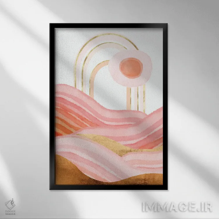 تابلو انتزاعی غروب اواخر تابستان اثر طراحی اسپیس فراگ - نمای قابدار مشکی
