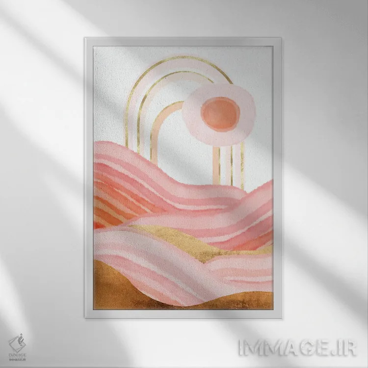 تابلو انتزاعی غروب اواخر تابستان اثر طراحی اسپیس فراگ - نمای قابدار سفید