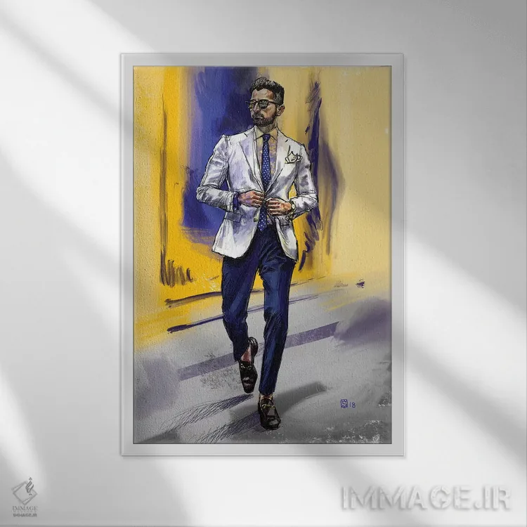 تابلو دکوراتیو استایل مردانه ۴ اثر سان فلومن - نمای قابدار سفید