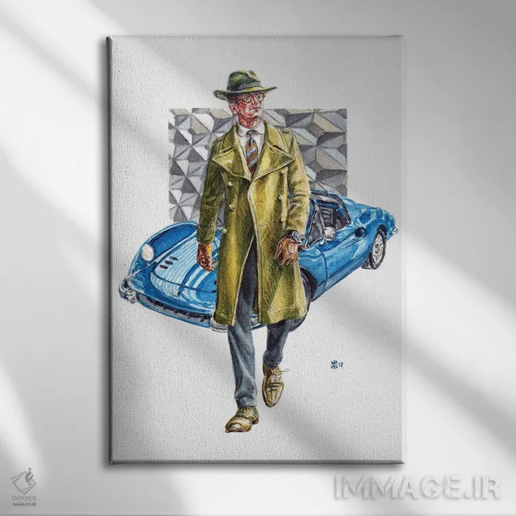 تابلو دکوراتیو آقای جنتلمن اثر سان فلومن - نمای روبهرو روی دیوار