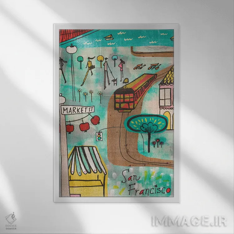 تابلو دکوراتیو سان فرانسیسکو اثر سارا فرانکلین - نمای قابدار سفید