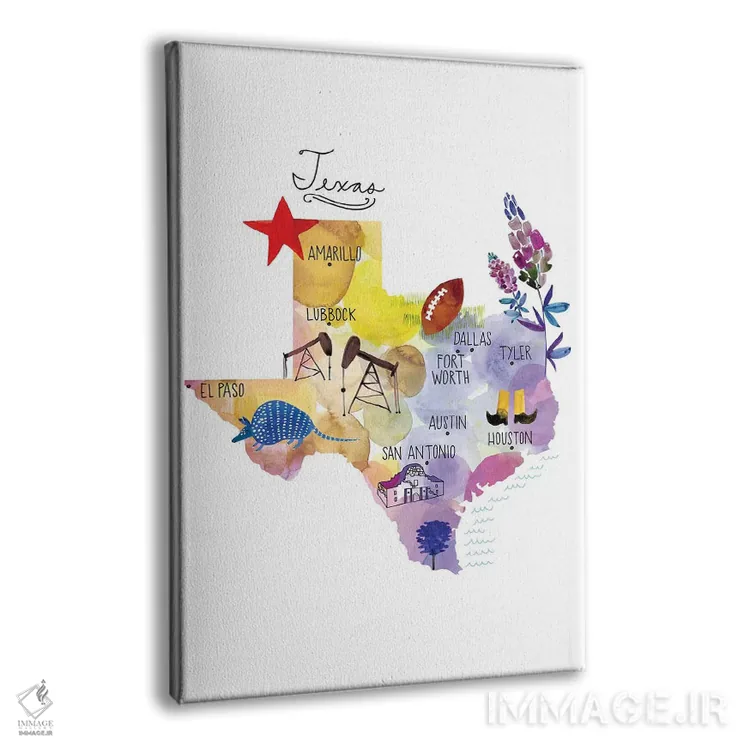 تابلو دکوراتیو نقشه تگزاس اثر سارا فرانکلین - نمای پرسپکتیو محصول