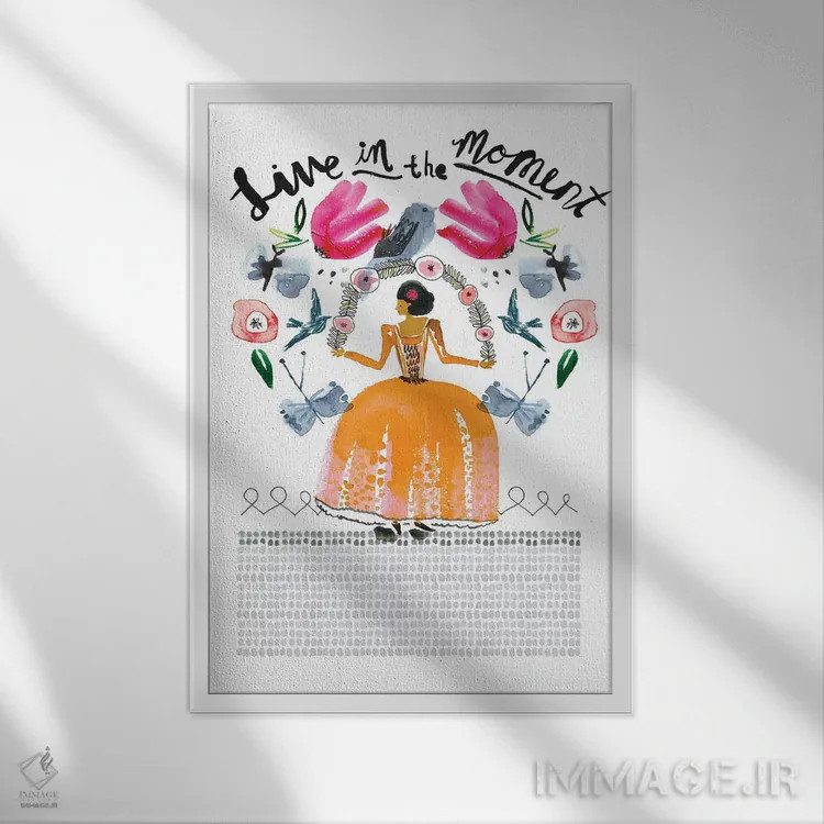 تابلو دکوراتیو در لحظه زندگی کن اثر سارا فرانکلین - نمای قابدار سفید