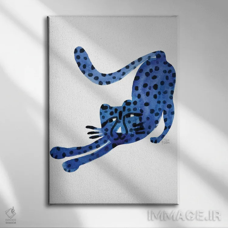 تابلو مینیمال گربه وحشی اثر سارا فرانکلین - نمای روبهرو روی دیوار