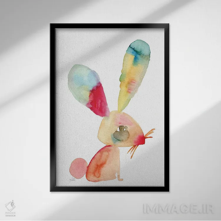 تابلو دکوراتیو خرگوش اثر سارا فرانکلین - نمای قابدار مشکی