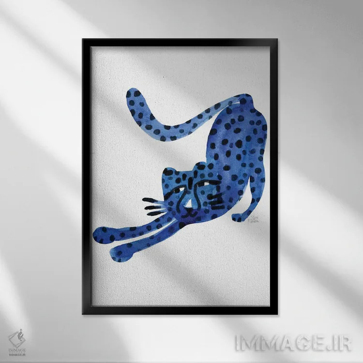 تابلو مینیمال گربه وحشی اثر سارا فرانکلین - نمای قابدار مشکی