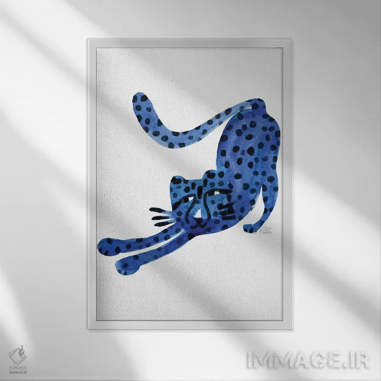 تابلو مینیمال گربه وحشی اثر سارا فرانکلین - نمای قابدار سفید