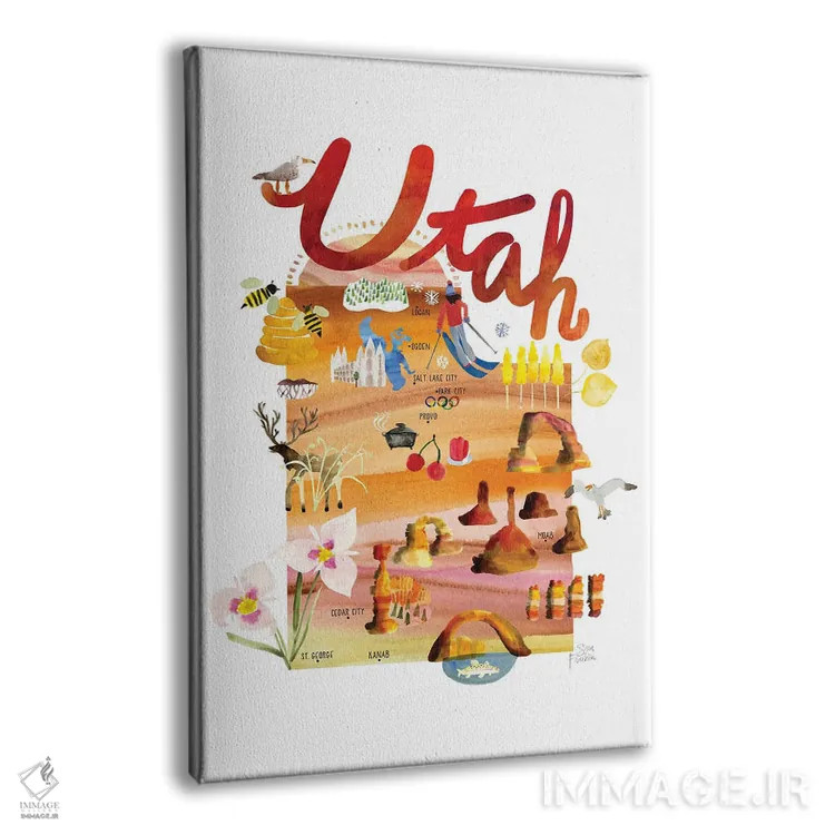 تابلو دکوراتیو نقشه یوتا اثر سارا فرانکلین - نمای پرسپکتیو محصول