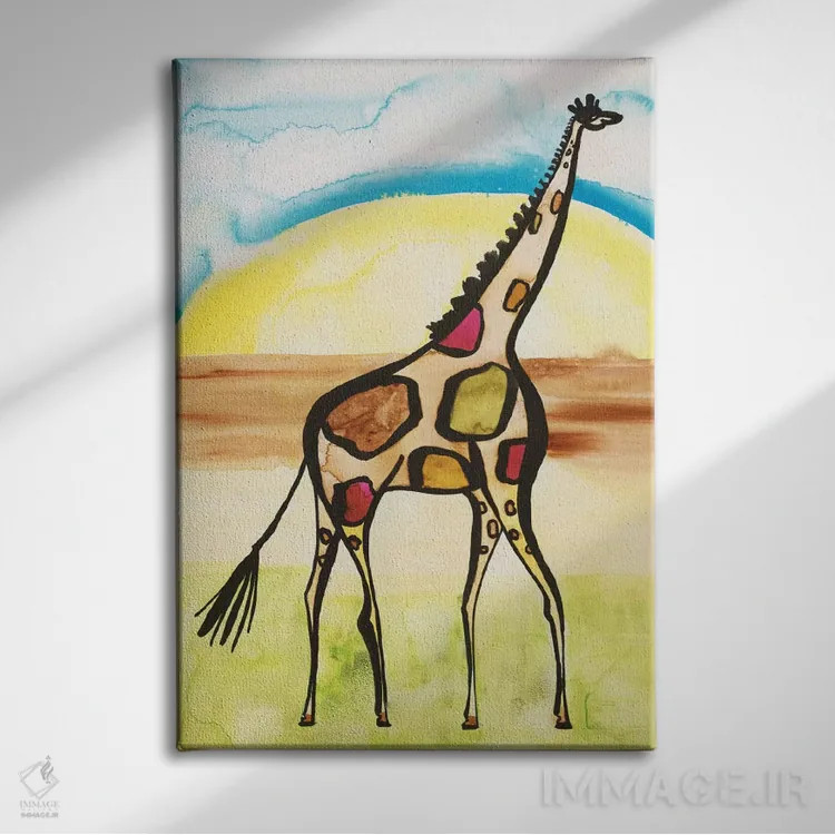 تابلو دکوراتیو زرافه اثر سارا فرانکلین - نمای روبهرو روی دیوار