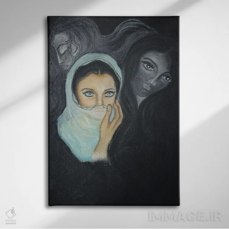 تابلو دکوراتیو سایه ها اثر سانگیتا بانسال - نمای روبهرو روی دیوار