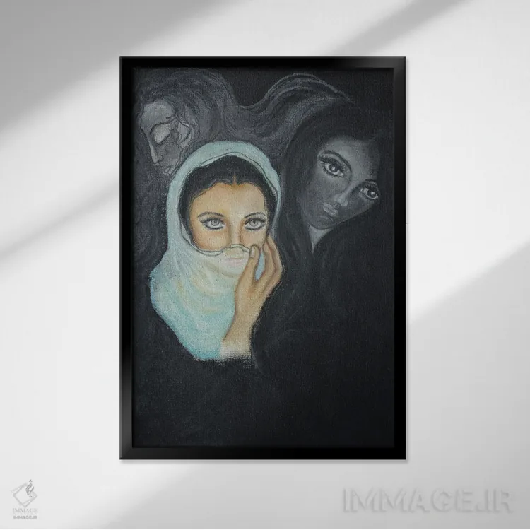 تابلو دکوراتیو سایه ها اثر سانگیتا بانسال - نمای قابدار مشکی