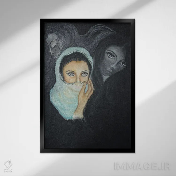 تابلو دکوراتیو سایه ها اثر سانگیتا بانسال - نمای قابدار مشکی