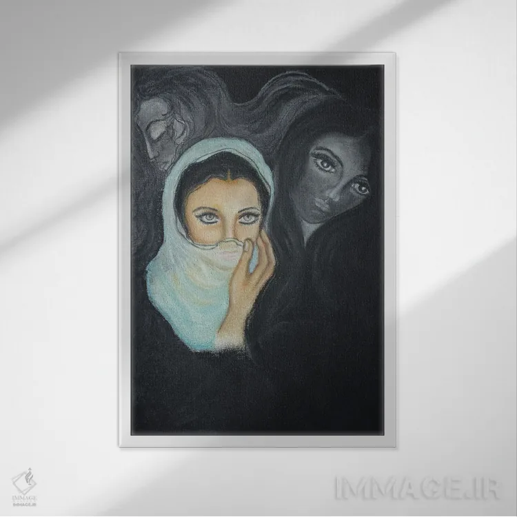 تابلو دکوراتیو سایه ها اثر سانگیتا بانسال - نمای قابدار سفید