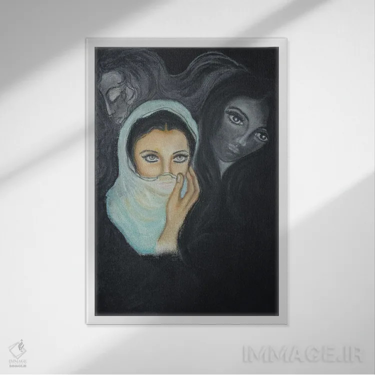تابلو دکوراتیو سایه ها اثر سانگیتا بانسال - نمای قابدار سفید