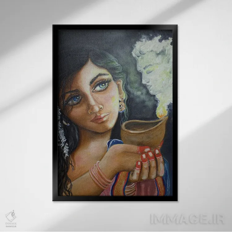 تابلو دکوراتیو نور اثر سانگیتا بانسال - نمای قابدار مشکی